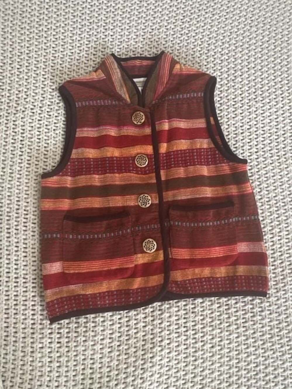 Coldwater Creek Women's Striped Cotton Button-Front Vest with Decorative Buttons